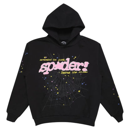 "Sp5der-Hoodie" Black and Pink