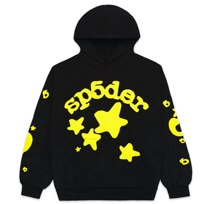 "Sp5der-Hoodie" Black and Yellow